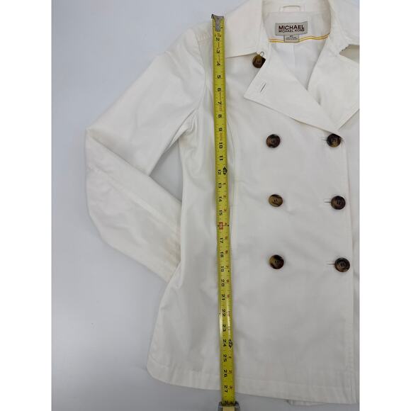 Michael Kors White Double Breasted Raincoat with Tortoise Shell Buttons Medium - Picture 5 of 9